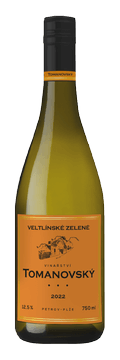 Láhev bílého vína Veltlínské zelené 2022 Vinařství Tomanovský