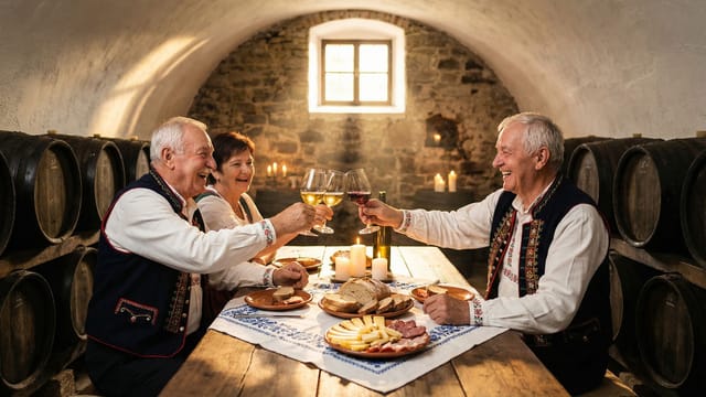 Posezení s vínem ve vinném sklepě v Plžích