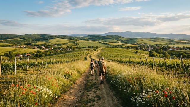 Vinařská krajina v CHKO Bílé Karpaty s výhledem na vinice